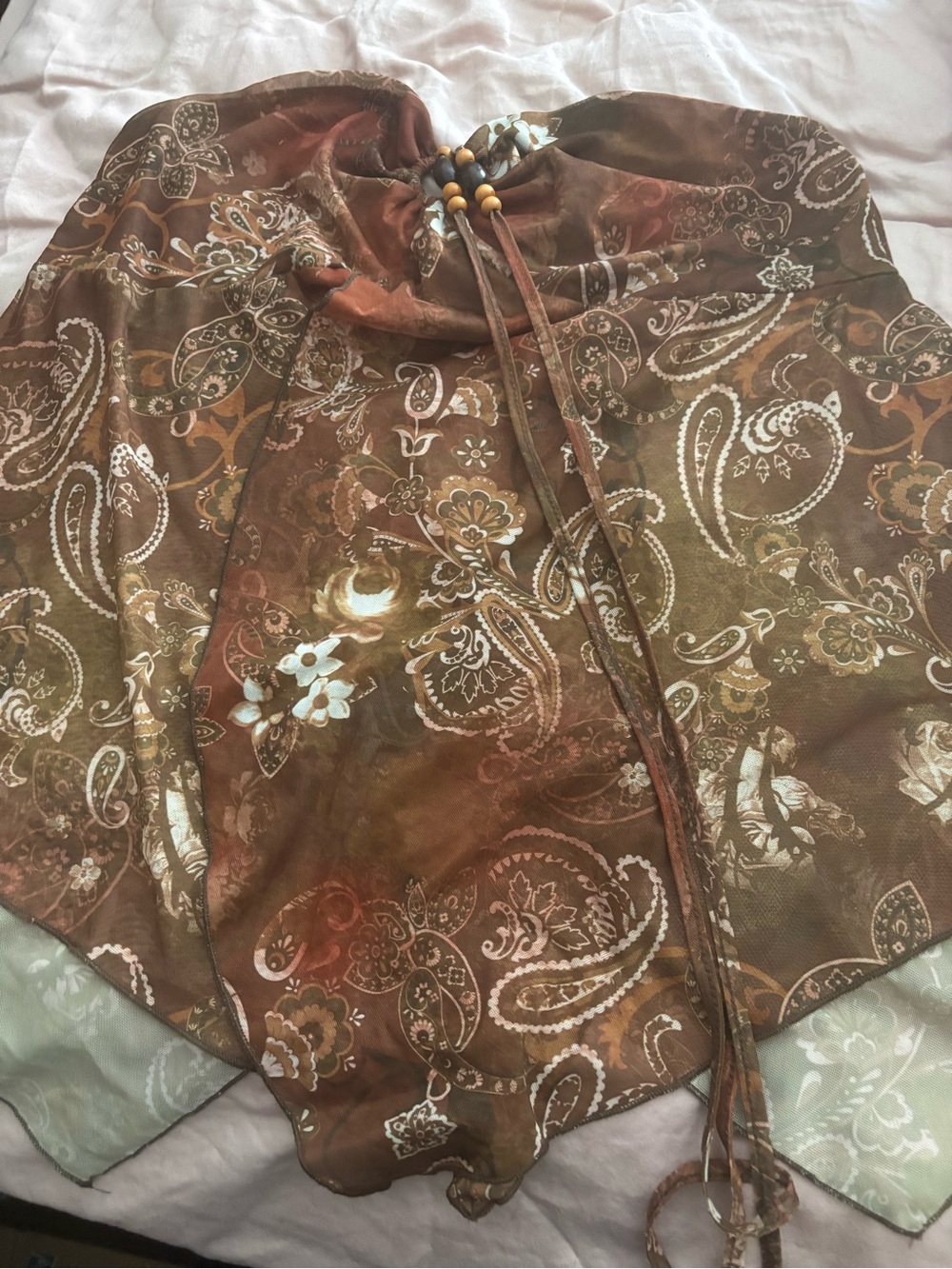 Paisley halter handkerchief-hem top